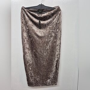 🪻3/$25 Revamped Crushed Velvet Maxi Skirt - Taupe